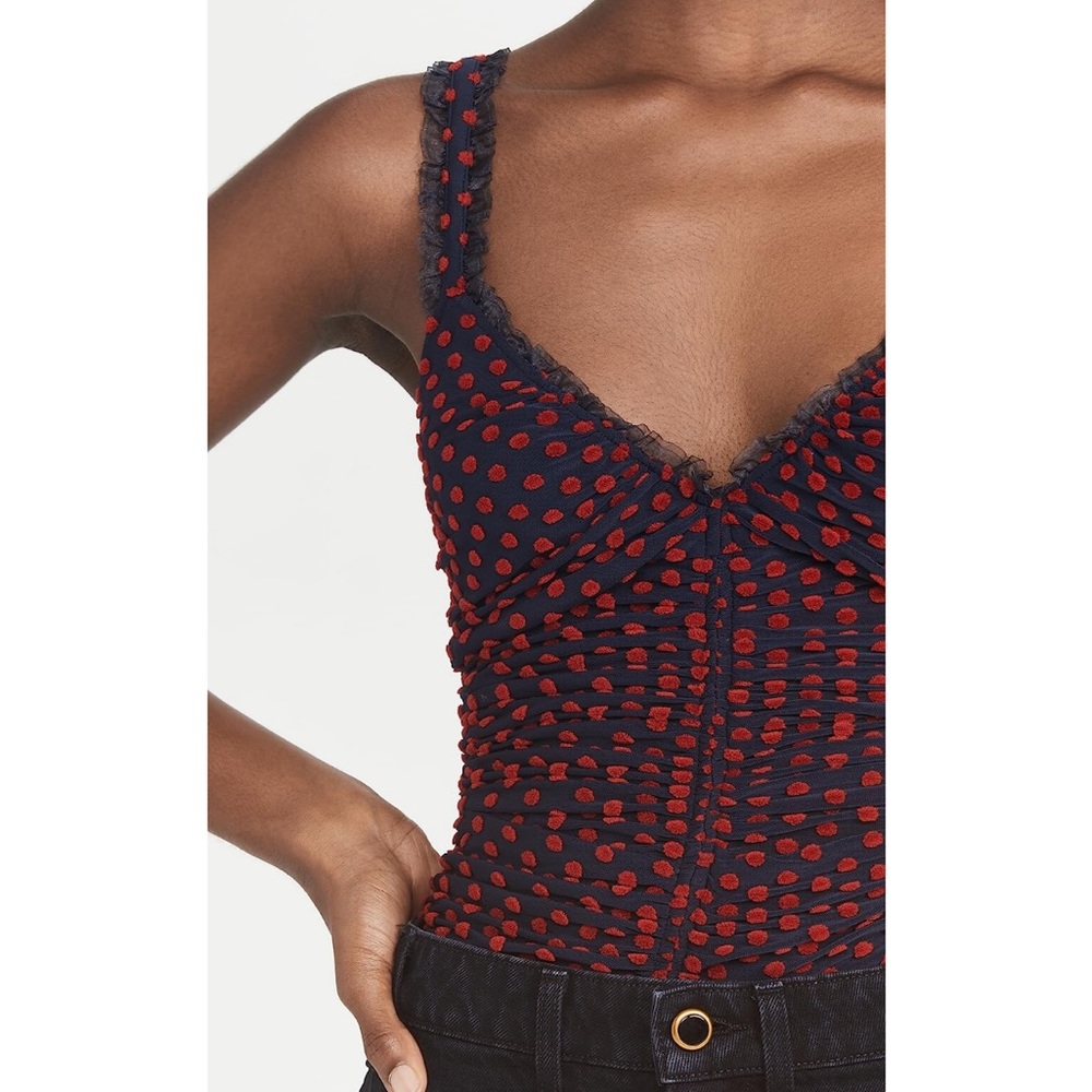 Paco Rabanne / figure hugging camisole with red polka dots / Size 38